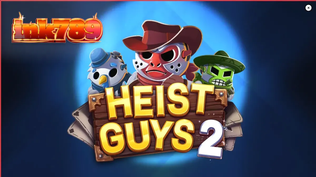 Tampilan visual permainan slot Heist Guys 2 dengan tema koboi dan perampokan.